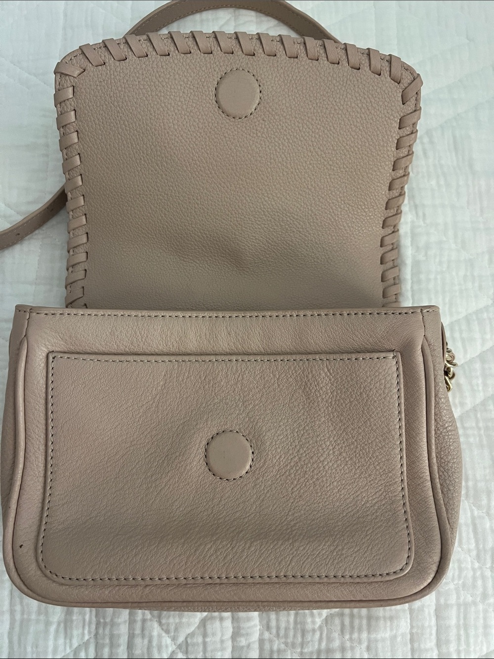 Tory Burch Blush Pink Leather Whipstitch Chain Crossbody - Picture 6 of 7